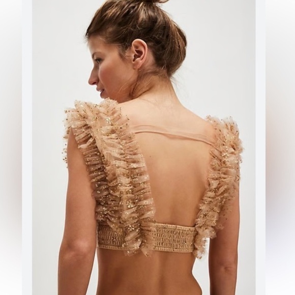 New Free People One Sosha Party crop Top in Gold - Picture 3 of 16